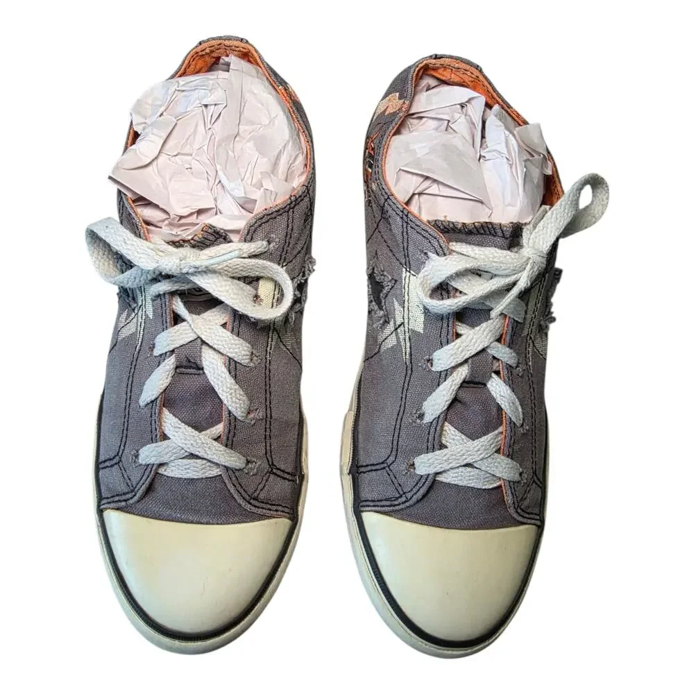 Converse All Star Skull Lightning Sneakers Youth Size 6 Gray Orange Streetwear